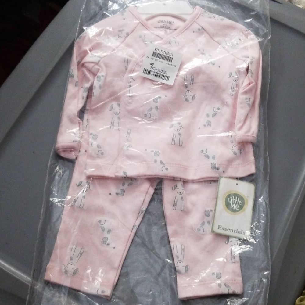 NWT Little Me Dog Print Top & Pants Set Size 6M